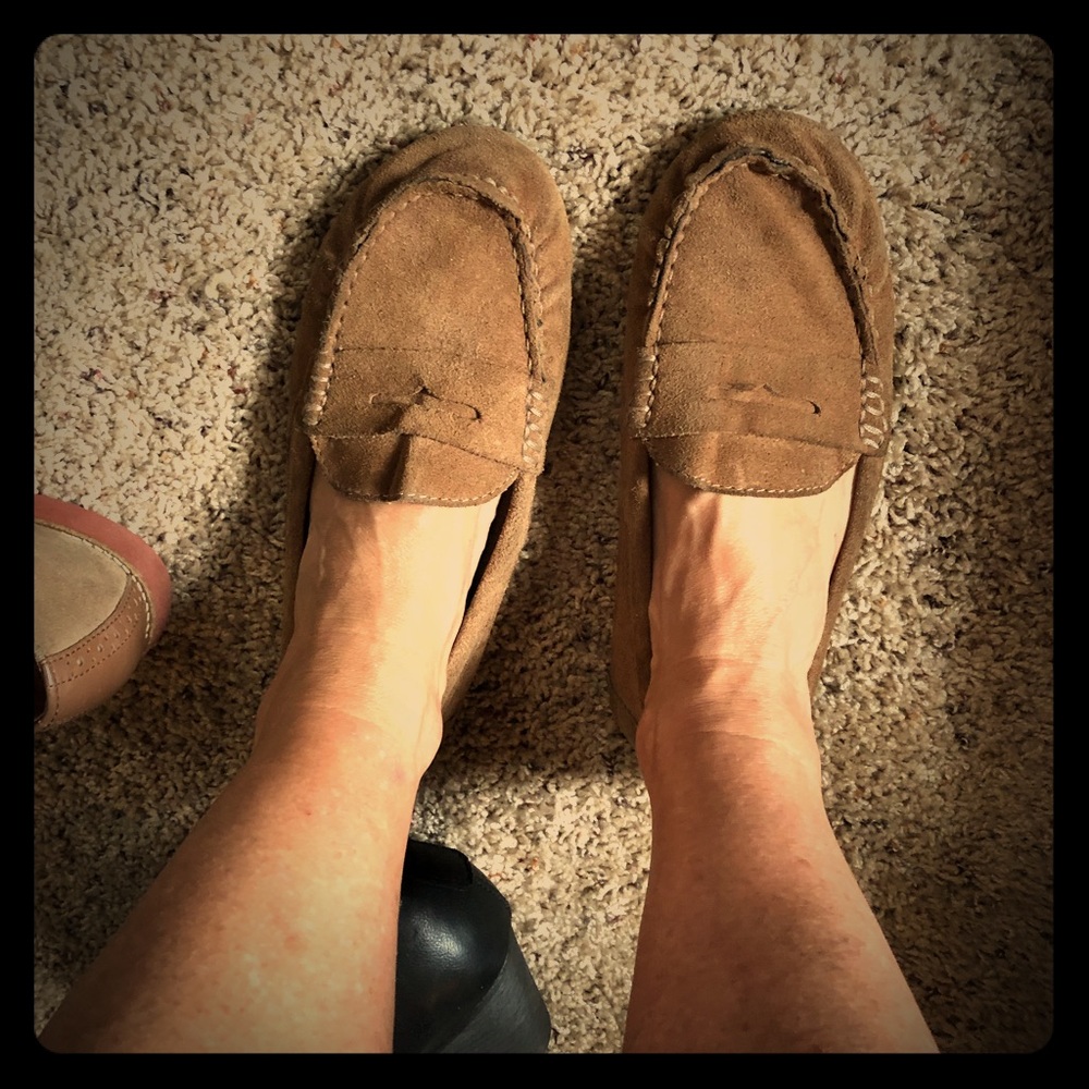 Tan suede loafers